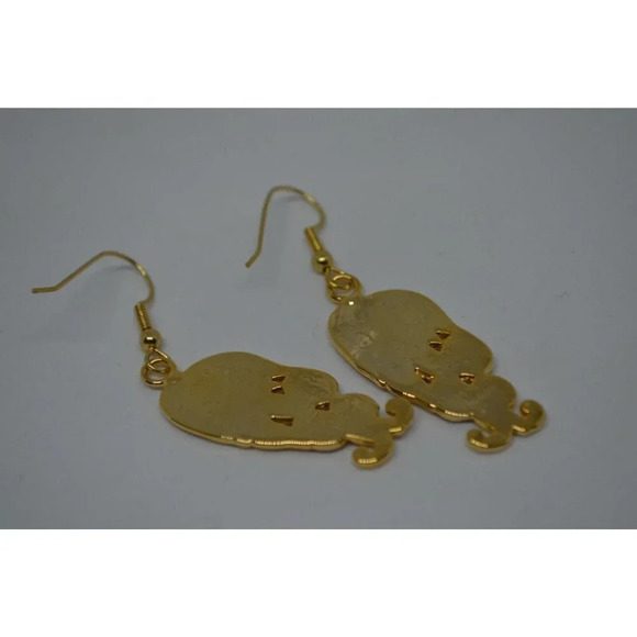 Fuschia Dangle Hook Earrings Abalone Accents Eclectic Abstract Stylized Floral - Picture 3 of 6